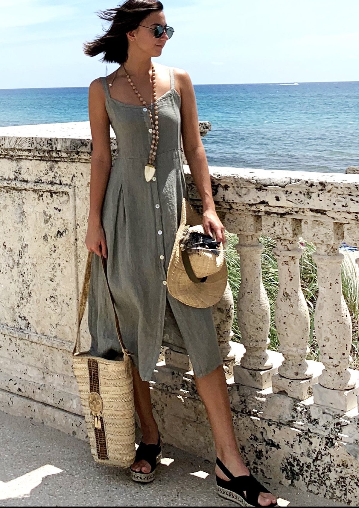 Milou Linen Button Dress - Milou Palm Beach